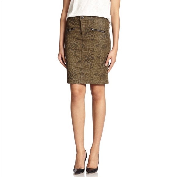Current/Elliott zip leopard print stiletto skirt - Picture 1 of 4